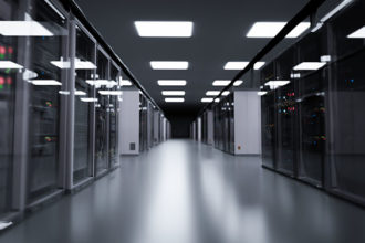 Server room, modern data center. 3D illustration